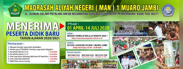 MAN 1 Muaro Jambi Membuka Penerimaan Peserta Didik Baru Tahun Ajaran 2020/2021