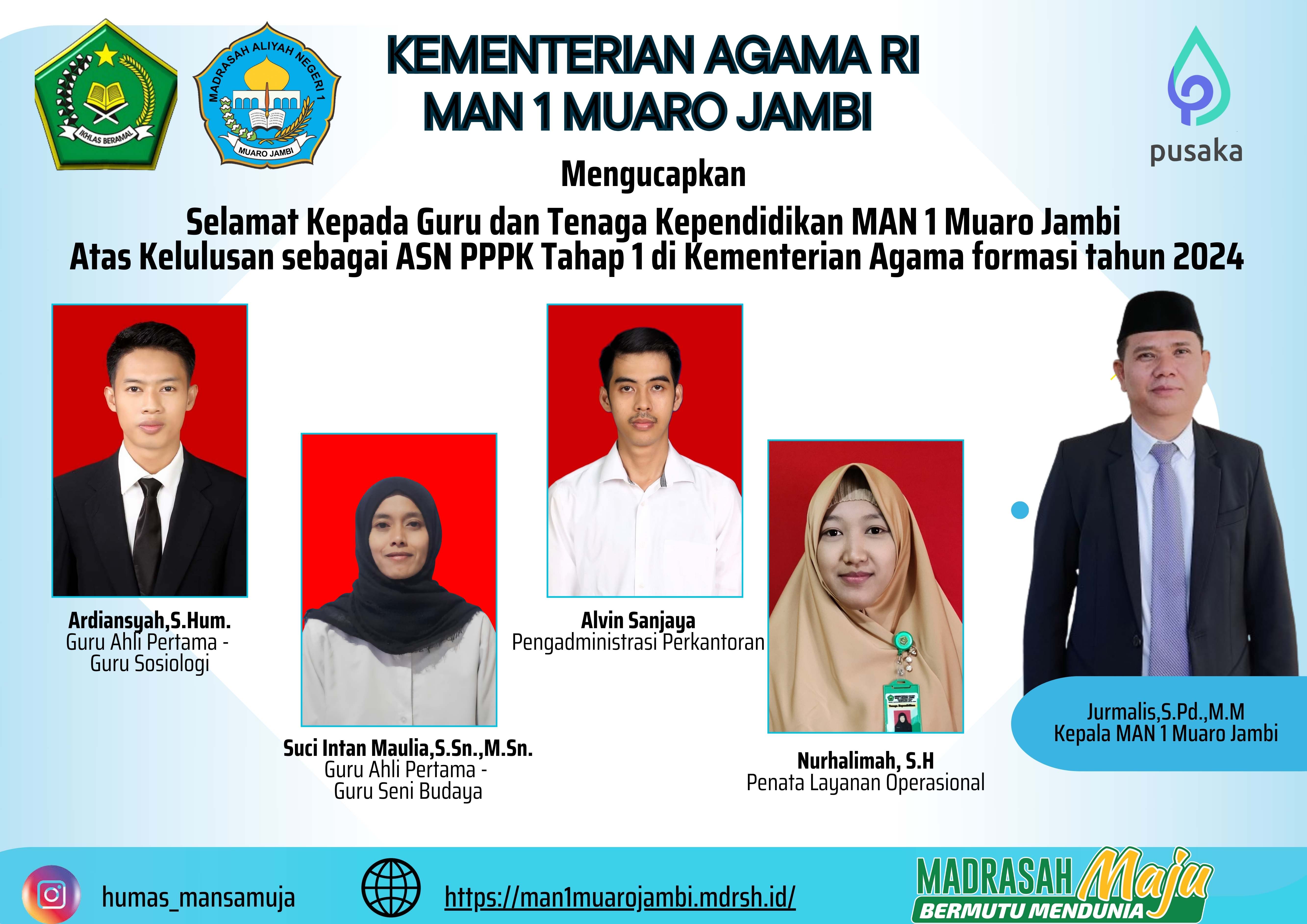 Empat GTK MAN 1 Muaro Jambi Lulus Calon PPPK Tahap I Kemenag Empat GTK MAN 1 Muaro Jambi Lulus Calon PPPK Tahap I Kemenag