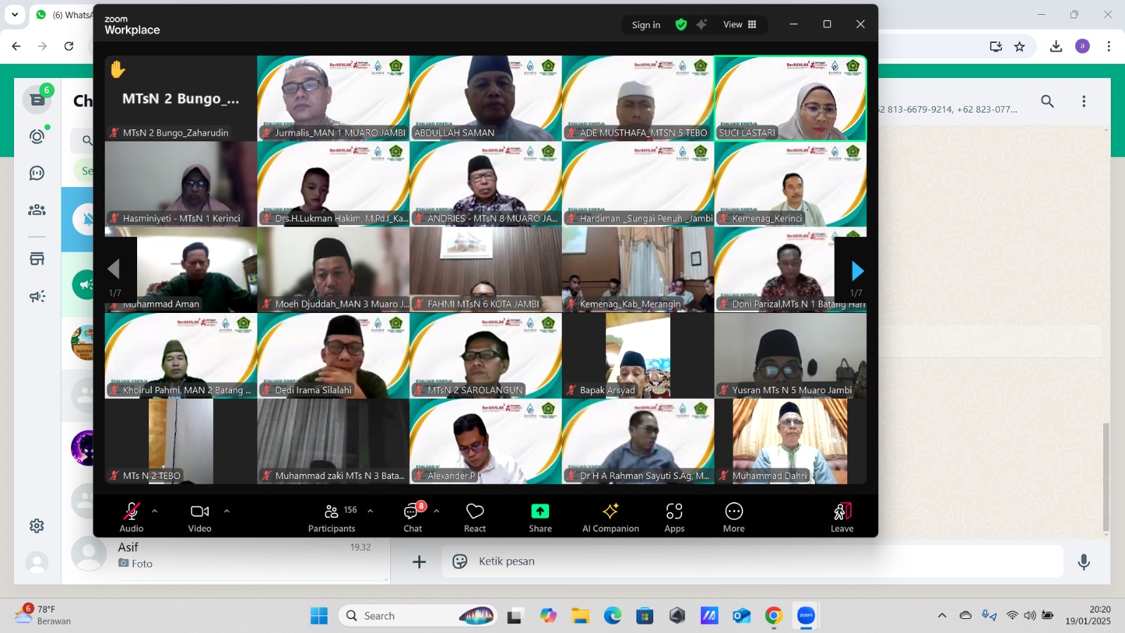 Guru MAN 1 muaro Jambi Ikut Webinar Nasional Integrasi Pendidikan Antikorupsi di Madrasah