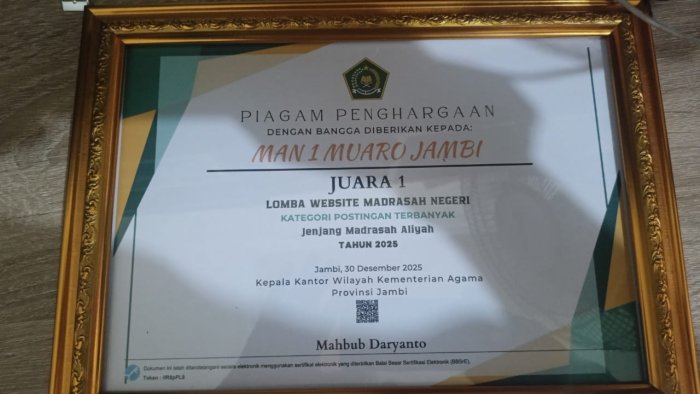 MAN 1 Muaro Jambi Borong Penghargaan Website di Hari Amal Bakti 2026