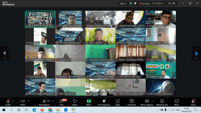 Lima Guru MAN 1 Muaro Jambi Ikuti Zoom Meeting Pembinaan dari Kemenag