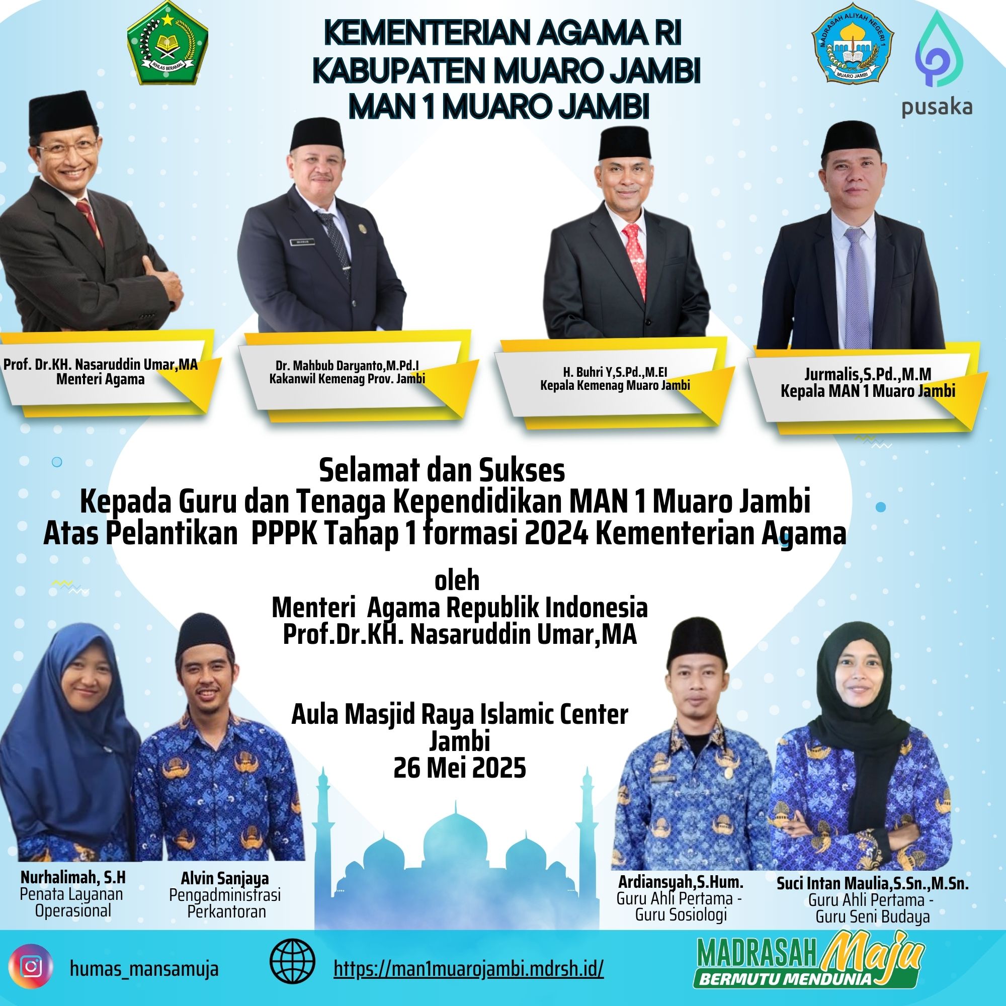 Empat GTK MAN 1 Muaro Jambi Ikuti Pelantikan PPPK 2024 Tahap I Kemenag  