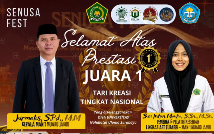 Prestasi Gemilang! Tari Brondol MAN 1 Muaro Jambi Juara Nasional di Senusa Fest 2026 Prestasi Gemilang! Tari Brondol MAN 1 Muaro Jambi Juara Nasional di Senusa Fest 2026