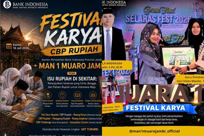 MAN 1 Muaro Jambi Raih Juara I Selaras Fest 2026, Bank Indonesia Siap Tinjau Karya Pameran