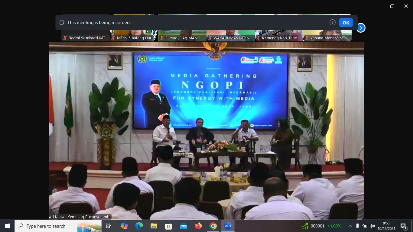 Humas MAN 1 Muaro Jambi ikuti Media Gathering â€œNGOPI (Ngobrol Publikasi Informasi) melalui zoom
