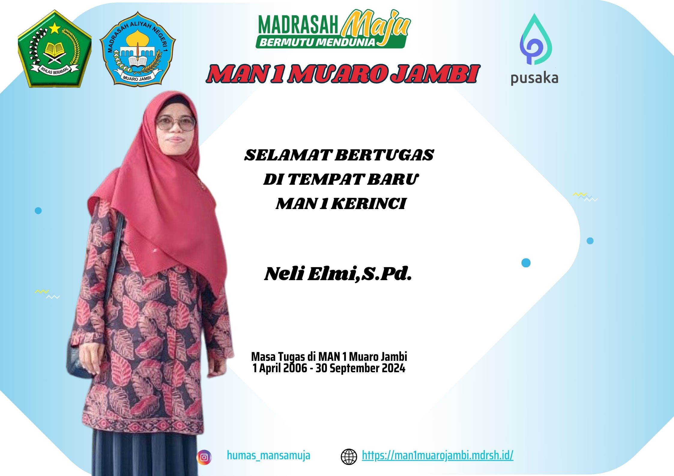 Guru MAN 1 Muaro Jambi Pindah Tugas Ke Kampung Halaman