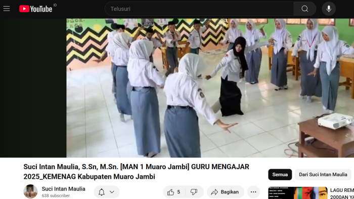 Guru Kesenian MAN 1 Muaro Jambi Tampil di Lomba Mengajar, Dukung Lewat YouTube