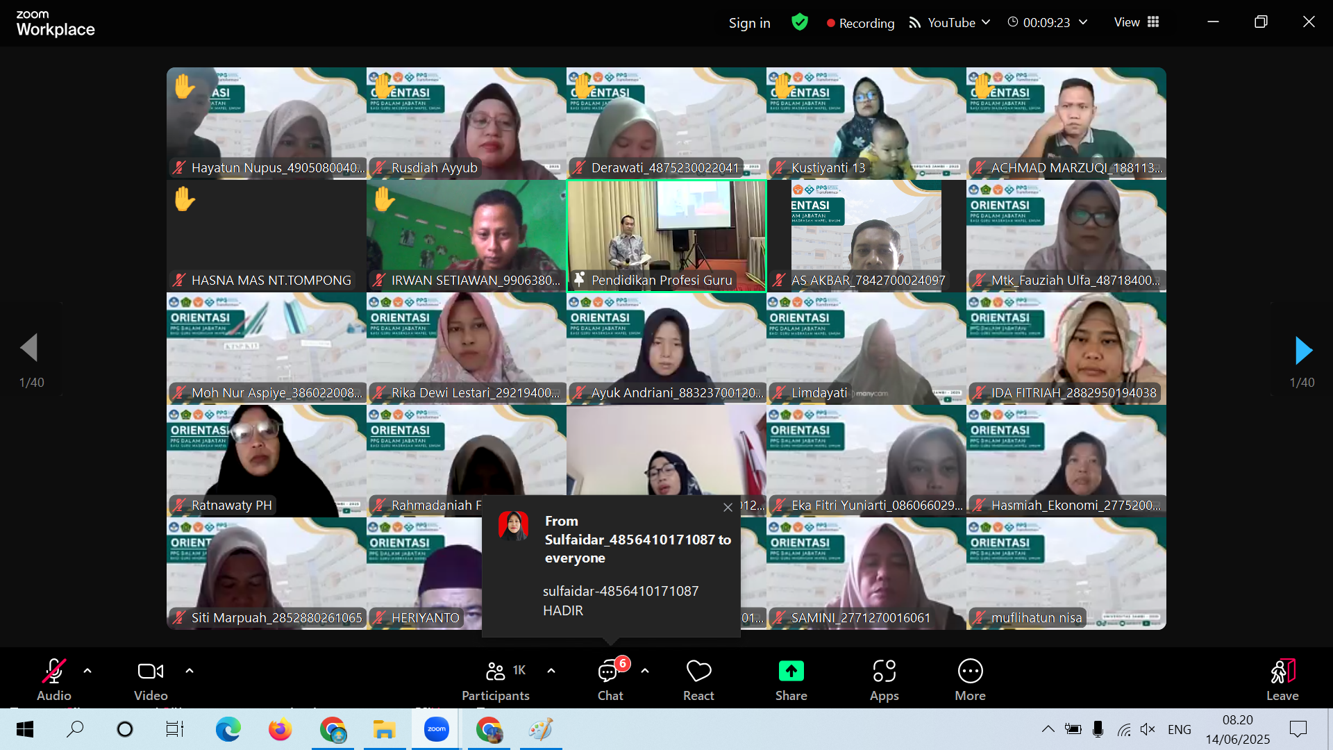 Peserta PPG LPTK Universitas Jambi Hari Ini Ikut Orientasi