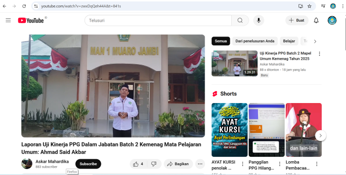 Ahmad Said Akbar: Guru MAN 1 Muaro Jambi Unggah Video Uji Kinerja PPG Batch 2
